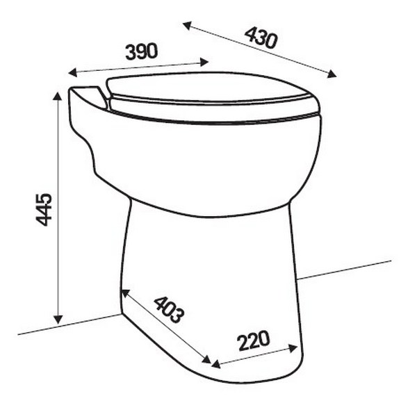 Габариты унитаза SFA  SANICOMPACT 43