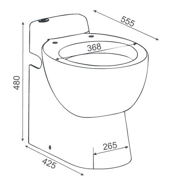 Габариты унитаза SFA  SANICOMPACT Pro